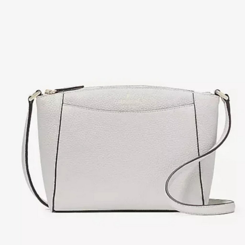 Kate Spade Monica Pebbled Leather Crossbody Purse Quill Grey Wkr00258 $279